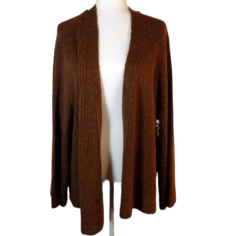 NWT Prologue Open Front Long Sleeve Cozy Knit Cardigan Rust Brown Size XXL